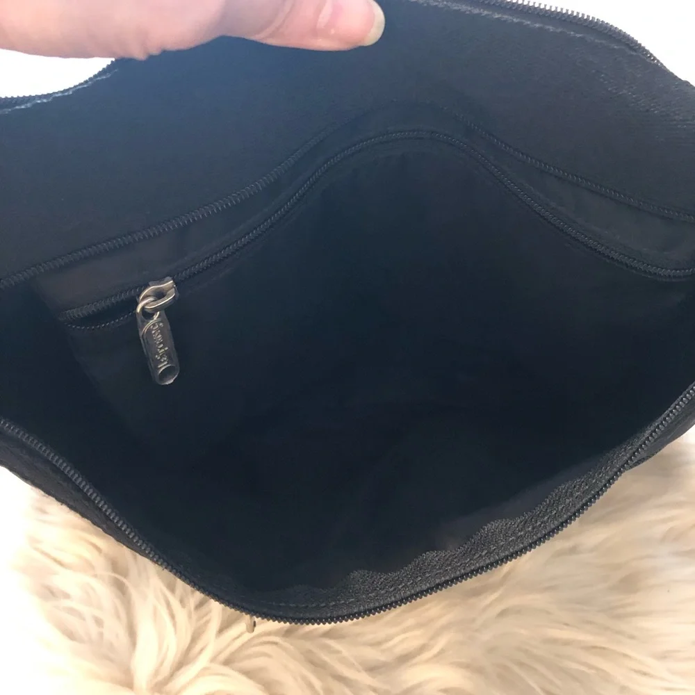 Lesportsac black nylon crossbody shoulder handbag purse - Picture 3 of 8